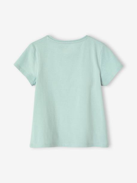 T-Shirt with Message, for Girls coral+ecru+fir green+navy blue+red+sky blue+strawberry+sweet pink+vanilla - vertbaudet enfant 
