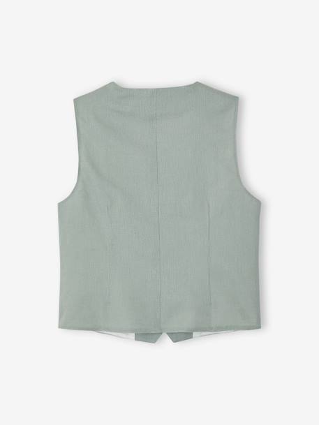 Veste garçon cérémonie sans manches en coton/ lin beige+beige clair+bleu+marine foncé+vert sauge - vertbaudet enfant 