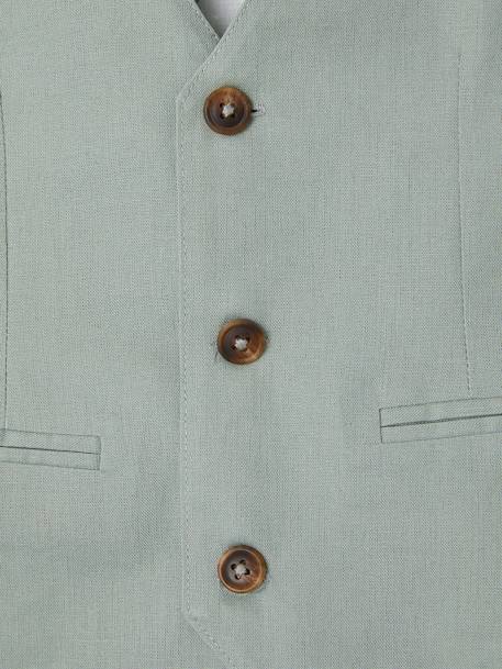 Veste garçon cérémonie sans manches en coton/ lin beige+beige clair+bleu+marine foncé+vert sauge - vertbaudet enfant 