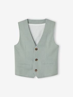 Boys-Coats & Jackets-Occasion Wear Cotton/Linen Waistcoat for Boys