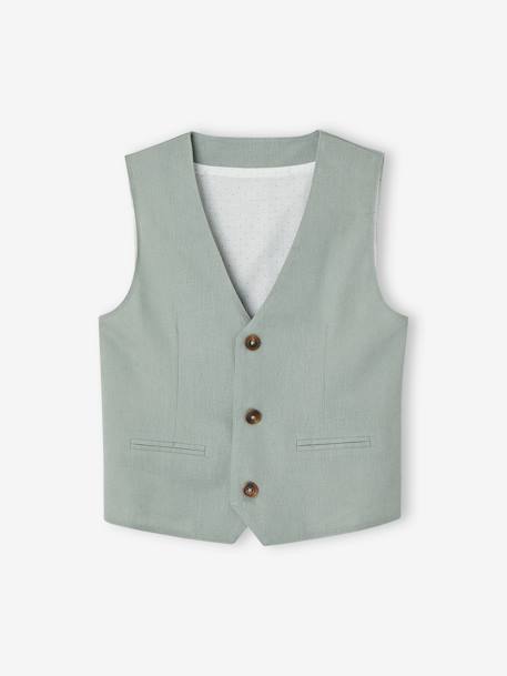 Veste garçon cérémonie sans manches en coton/ lin beige+beige clair+bleu+marine foncé+vert sauge - vertbaudet enfant 