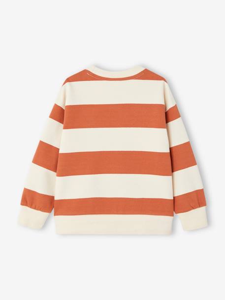 Sweatshirt with Wide Stripes & Bouclé Badge for Boys apricot+emerald green+night blue - vertbaudet enfant 