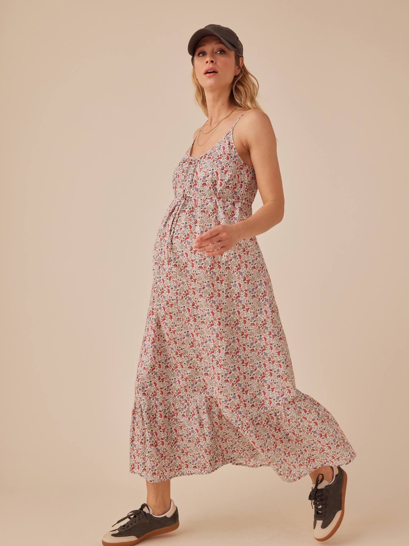 Robe grossesse a bretelles motifs fleurs ENVIE DE FRAISE ecru Vetements de grossesse