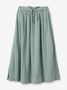 Girls-Long Skirt in Double Cotton Gauze by CYRILLUS