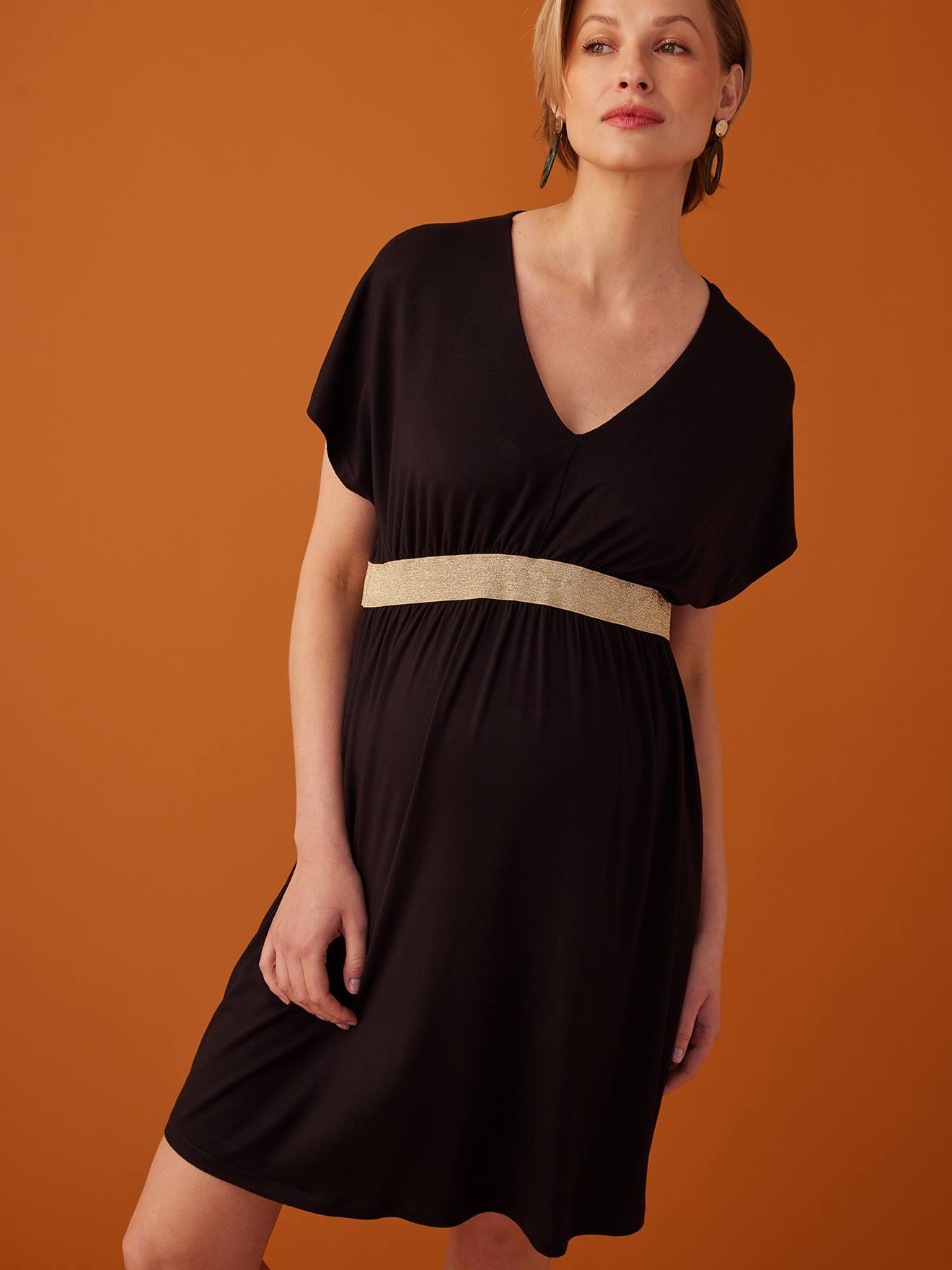 black dress for pregnant woman Missord Cold Shoulder Beads Chain Cocktail Dress M01081 Online Sale Red / XXL main image 0