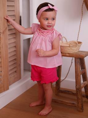 -Ensemble blouse, short et bandeau bébé