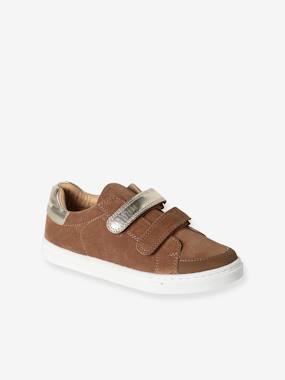-Hook-and-Loop Trainers in Leather for Girls