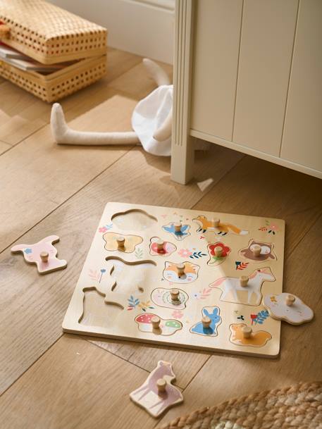 Puzzle boutons FORÊT ENCHANTÉE en bois FSC® rose - vertbaudet enfant 