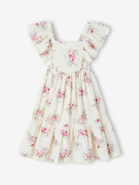 -Robe à fleurs en gaze de coton fille