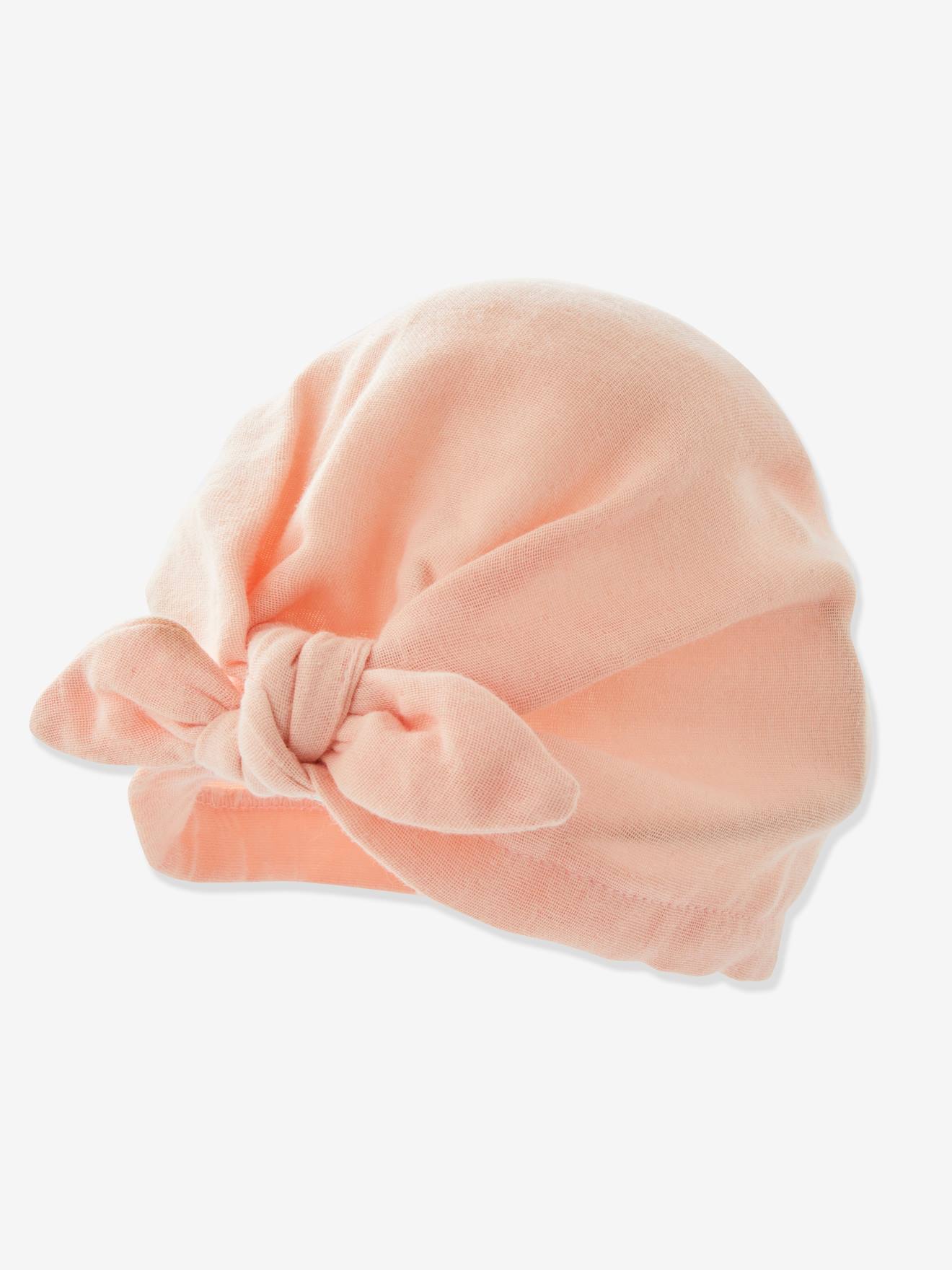 Bebe Pink Cap & Scarf Plain Scarf Hat with Bow, for Baby Girls - rose, Baby main image 3