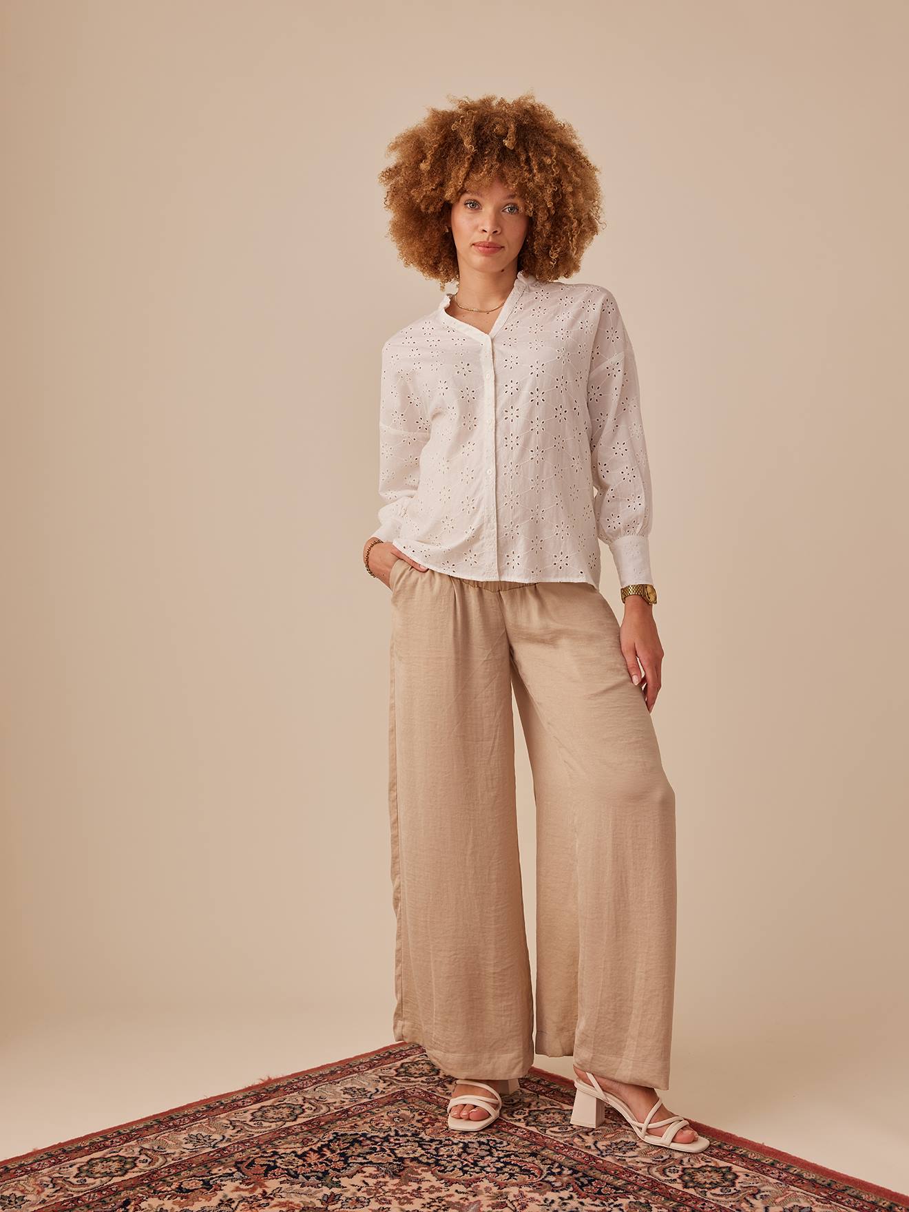 Pantalon de grossesse fluide style palazzo sable, Vêtements de