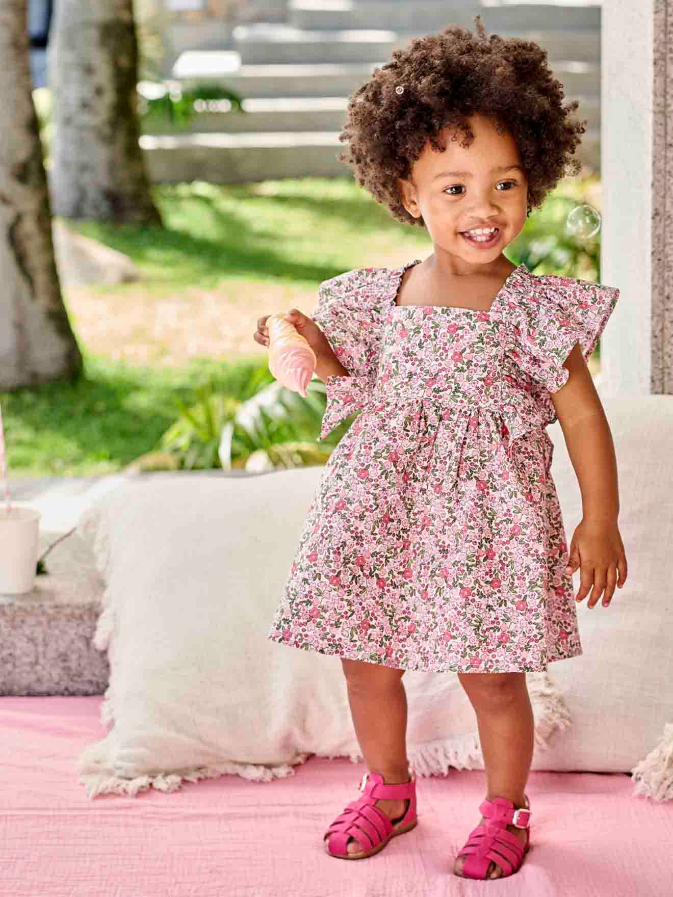 Dress with Ruffles for Babies printed pink Baby