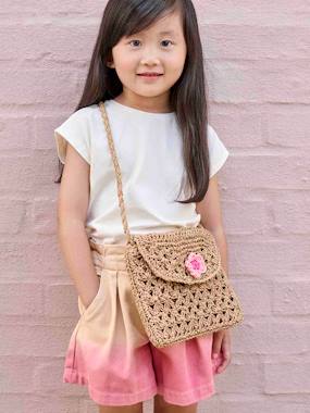 Girls-Accessories-Braided Rope-Like Shoulder Bag with Flowers for Girls