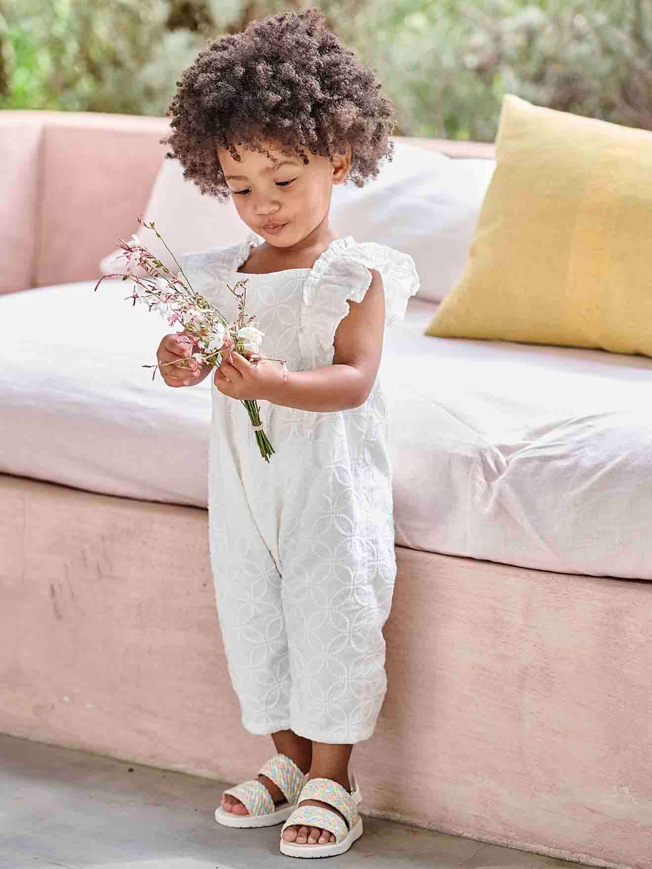 Occasion Wear Embroidered Jumpsuit for Babies ecru