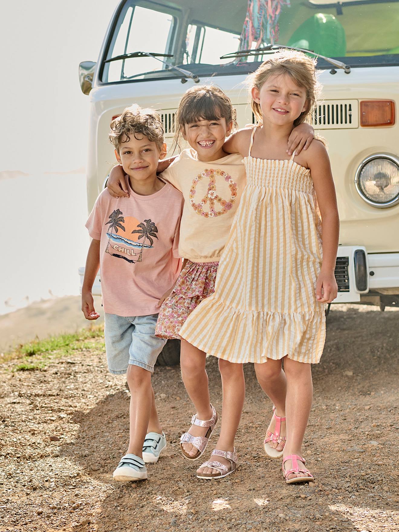 Smocked Striped Dress in Seersucker for Girls striped yellow, Girls