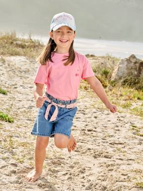 Girls-Shorts-Denim Paperbag Bermuda Shorts for Girls