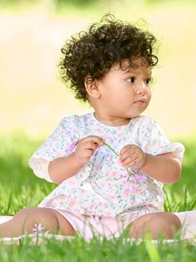 Baby-Blouses & Shirts-Blouse with Flower Motifs for Babies