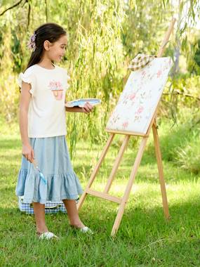 Girls-Skirts-Ruffled Skirt in Lightweight Denim, for Girls