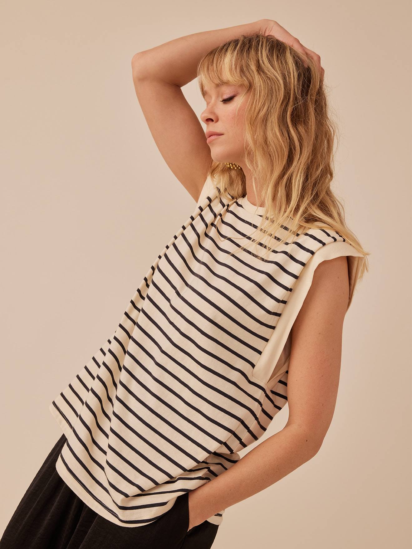 Tank Top with Shoulder Pads, for Maternity by Envie de Fraise - ecru,  Maternity