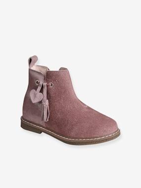 Boots cuir à pompon fille collection maternelle  - vertbaudet enfant