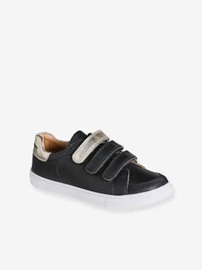 Chaussures-Chaussures fille 23-38-Baskets scratchées en cuir fille