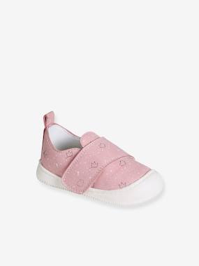 Shoes-Baby Footwear-Indoor Shoes in Smooth Leather with Hook-&-Loop Strap, for Babies