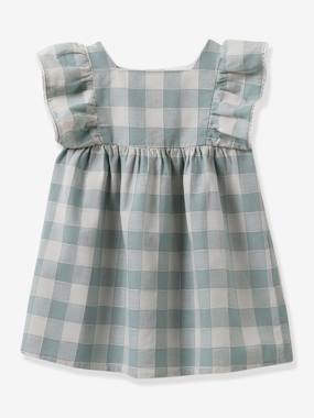 Baby-Chequered Dress in Linen & Cotton for Babies, by CYRILLUS