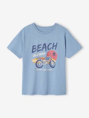 Boys-Tops-T-Shirt with "Surf and Ride" Motif for Boys