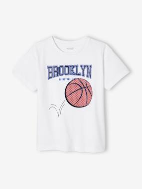 Boys-Tops-T-Shirt with Basketball Motif & Details in Relief for Boys