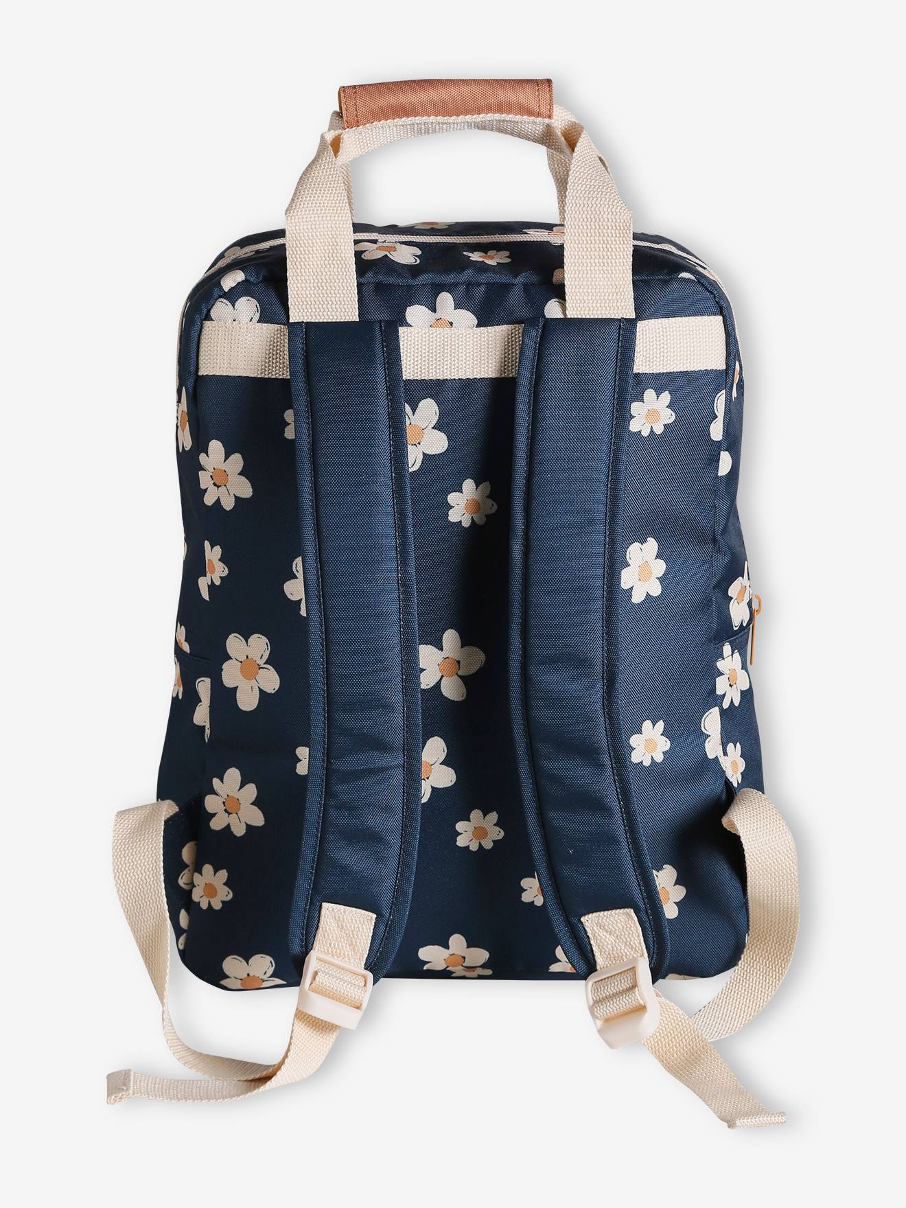 KiuLoam 17 Inch Laptop Backpack - Daisy Flowers Polka Dot Blue School Bookbag, Daypack For Teens & Adults - View #6