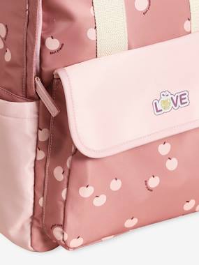 Sac à Dos Fille Motifs Cœurs Mauve - Compartiment Principal + Poches Latérales - Dos Réglable Et Personnalisable