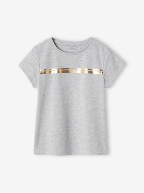 Girls-Sportswear-Sports T-Shirt with Iridescent Stripes for Girls