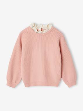 -Loose-Fitting Jumper with Fancy Collar for Girls