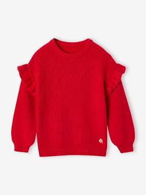 Girls-Cardigans, Jumpers & Sweatshirts-Jumper with Ruffled Sleeves for Girls