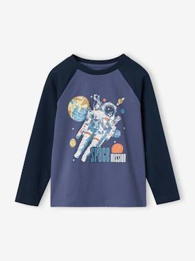 -Top with Graphic Motif & Raglan Sleeves for Boys