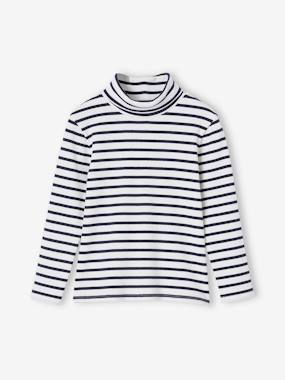 Girls-Tops-Polo Neck Top in Rib Knit for Girls