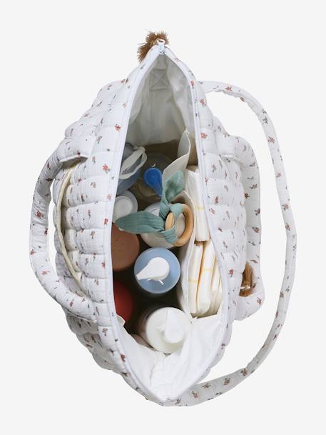 Sac à langer en gaze de coton Plume beige imprimé+blanc imprimé+bleu imprimé+écru+folk+IVOIRE IMPRIME+ivoire végétal - vertbaudet enfant 