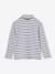 Polo Neck Top in Rib Knit for Girls multicoloured+striped blue - vertbaudet enfant 