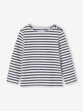 Fille-T-shirt, sous-pull-Tee-shirt marinière personnalisable effet molleton fille manches longues