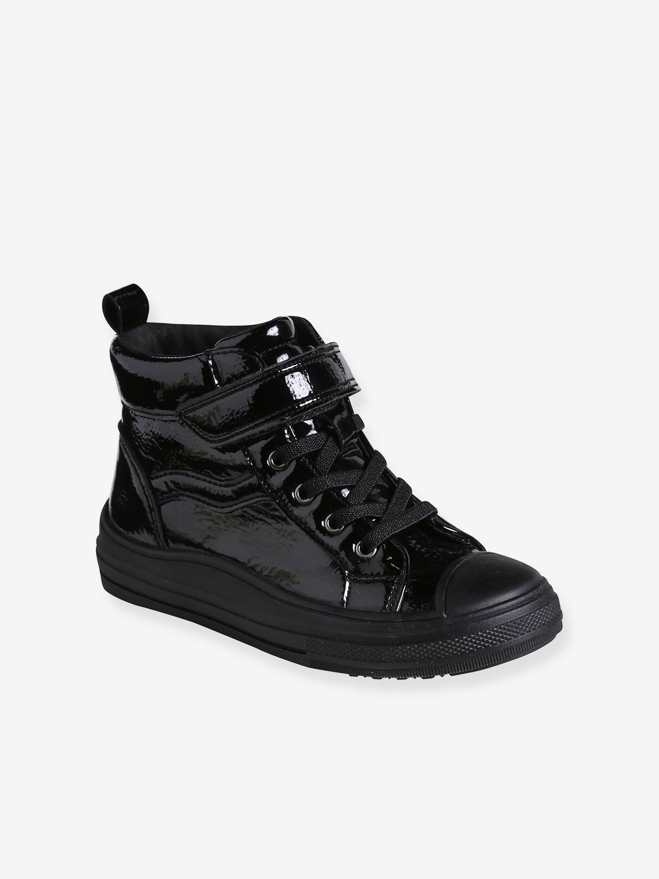 High Top Trainers with Laces Zips for Girls black Shoes