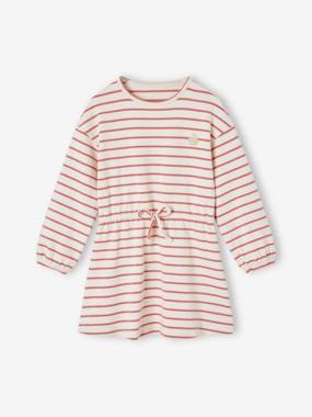 Girls-Stripe Dress with Close-Fitting Waist for Girls