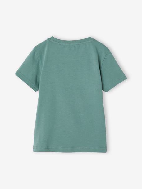 T-shirt garçon imprimé devant anthracite+vert d'eau - vertbaudet enfant 