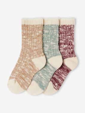 Girls-Underwear-Pack of 3 Pairs of Marl Knit Socks for Girls