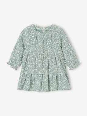 Baby-Ruffled Dress in Cotton Gauze, for Girls