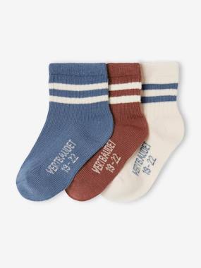 Baby-Socks & Tights-Pack of 3 Pairs of Striped Socks for Baby Boys