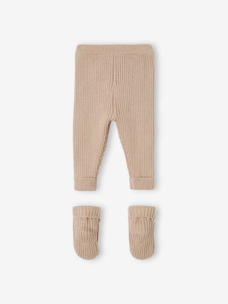 Knitted Trousers + Booties Ensemble for Babies beige - vertbaudet enfant 