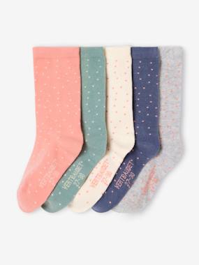 Fille-Sous-vêtement-Lot de 5 paires de chaussettes à pois fille