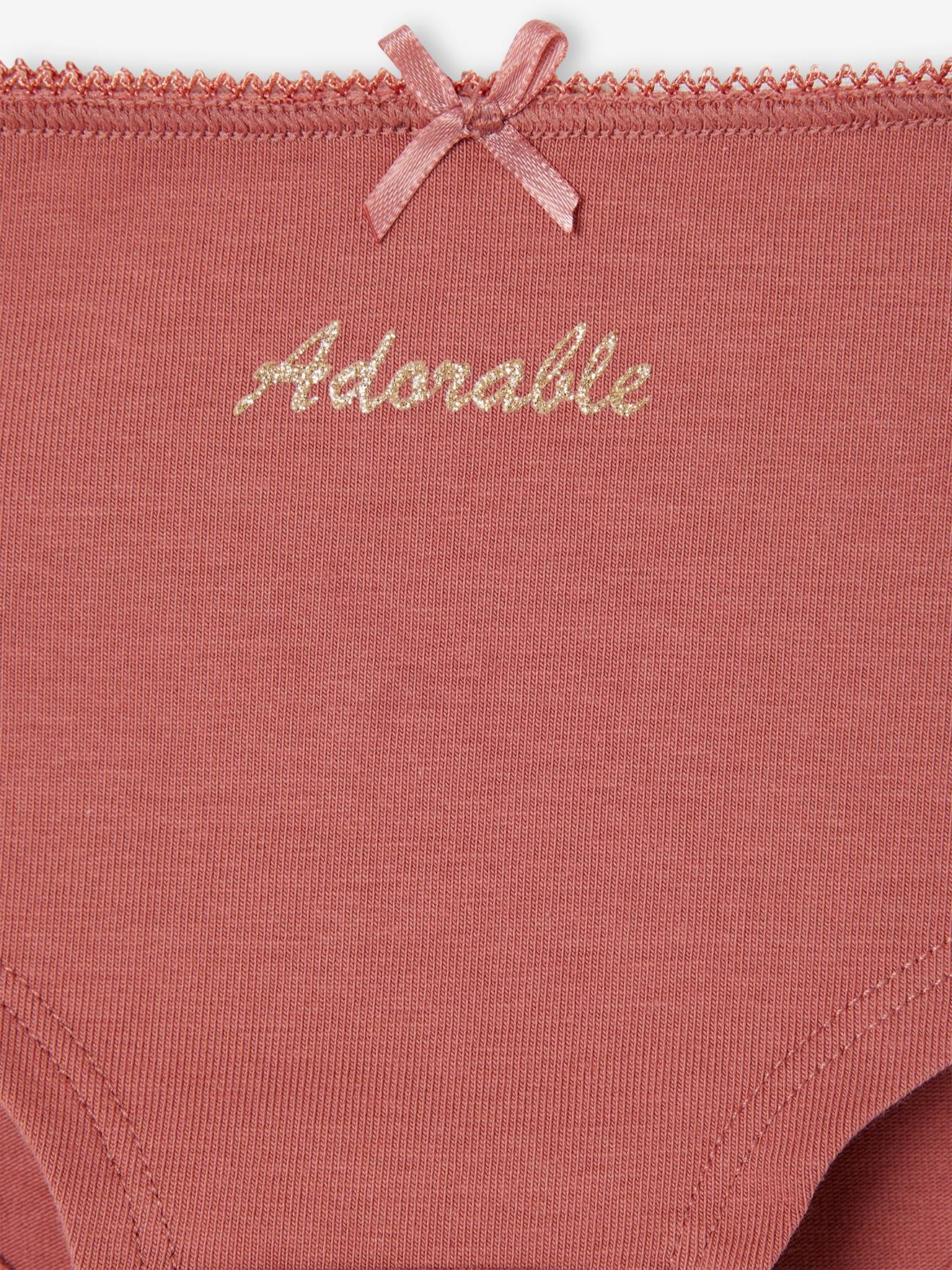 Culottes Fille Lot De 7 – Messages Positifs, Motifs Pailletés, 100% Coton, Taille Élastique – Vertbaudet - 4