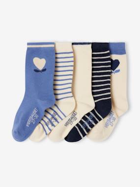 -Lot 5 paires de chaussettes coeur fille