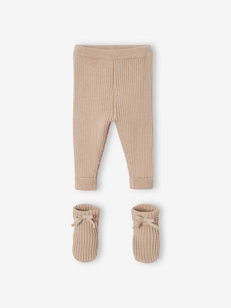 Knitted Trousers + Booties Ensemble for Babies beige - vertbaudet enfant 